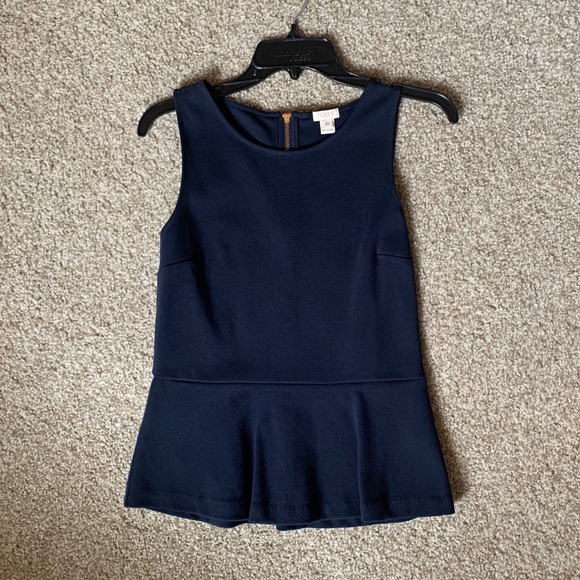J. Crew Tops - J. Crew Navy Peplum Sleeveless Blouse XS